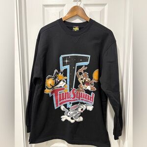 Vintage Looney Tunes Space Jam Black Tune Squad Long Sleeve Sweater Shirt 1996 M